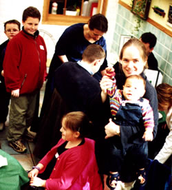 Tea Shop - Top left clockwise, Ben, Joe, Alison, Tom, Tik, Charlotte, Patrick and Abigail